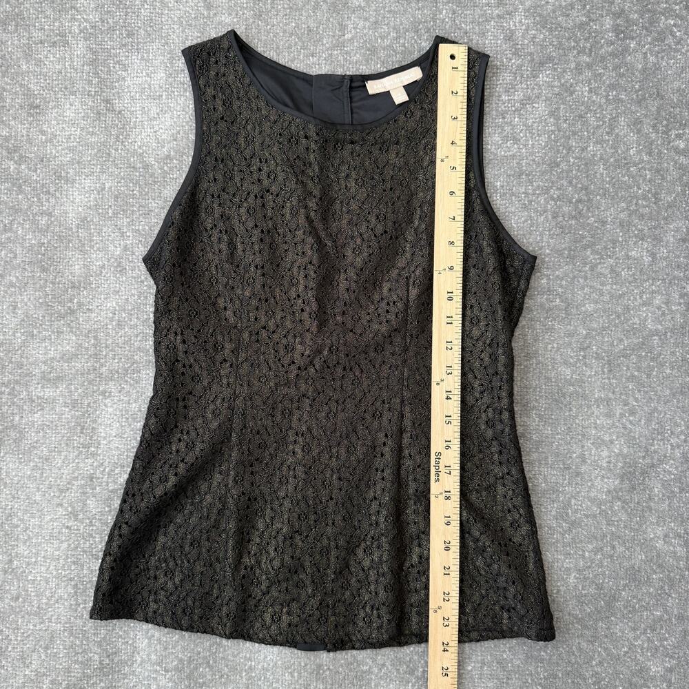 Banana Republic Tank Top Womens 4 Gold Lace Sleeveless Blouse Lined Zip Back - Picture 6 of 7